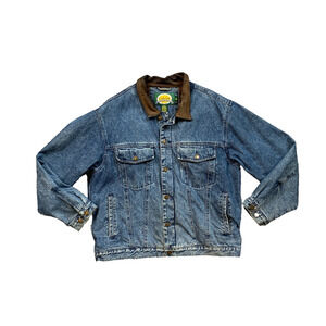 Vintage Cabelas Jacket Mens L Large Cotton Lined Denim Jean Trucker Workwear